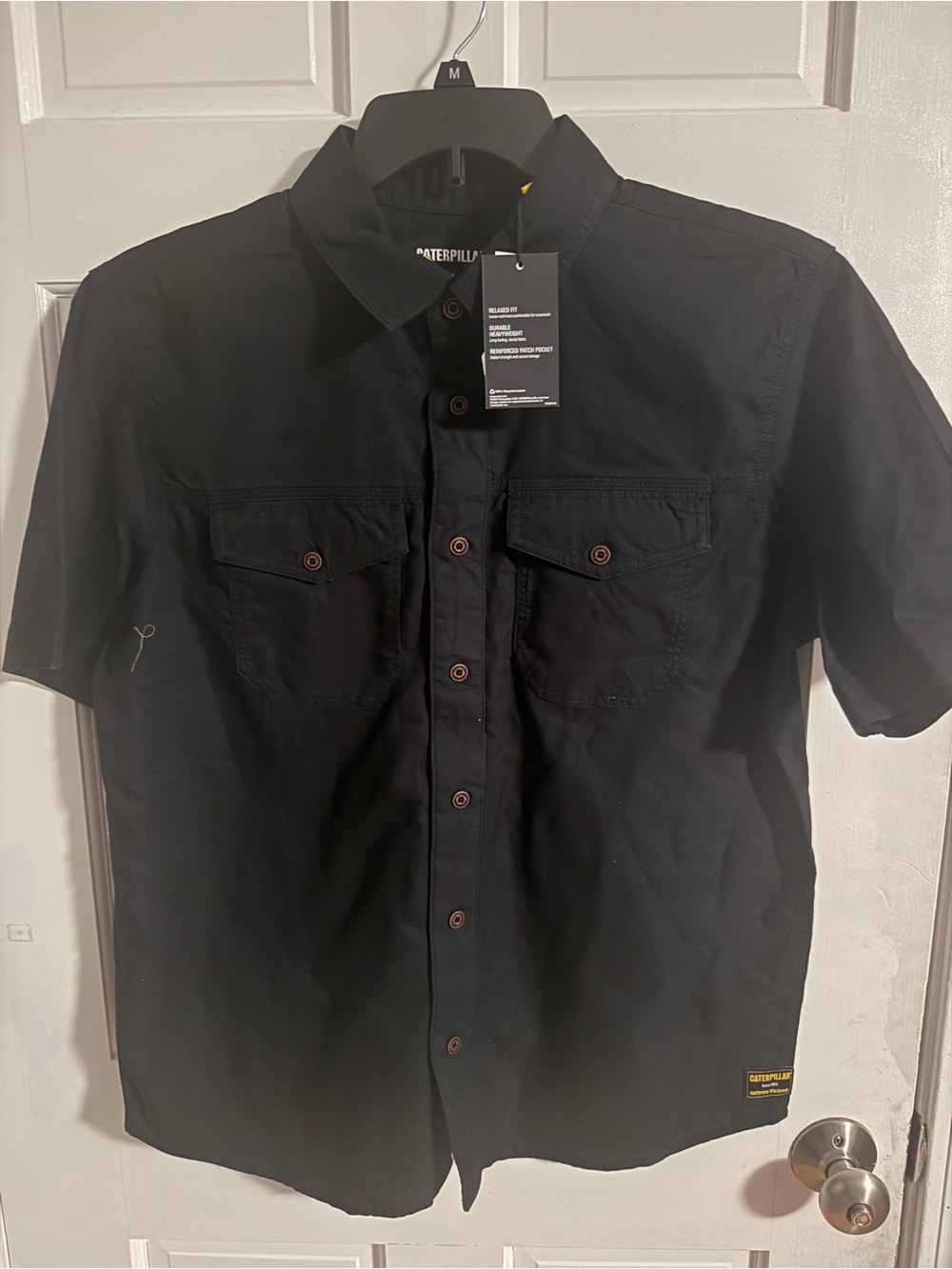 Caterpillar Men's Black Short-Sleeve Button-Down Work Shirt